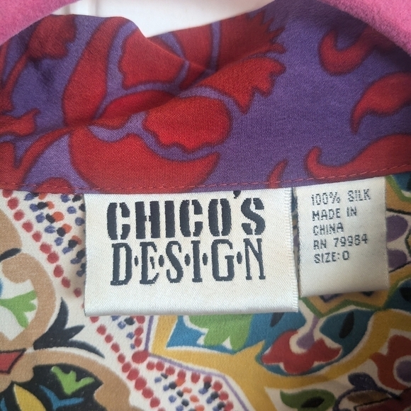 Vintage Chico's Patterned Silk Top - Picture 2 of 3